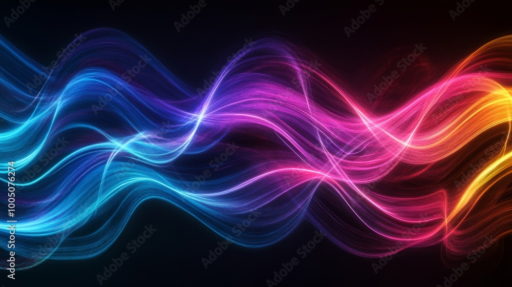 Colorful abstract light waves on dark background Colorful abstract light waves on dark background