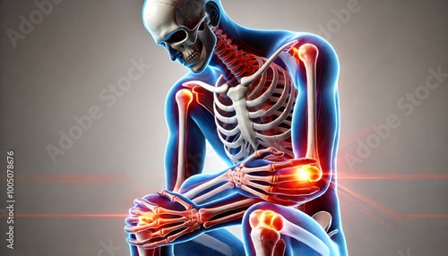 Human Anatomy 3D Visualization of Painful Joints in the Musculoskeletal System