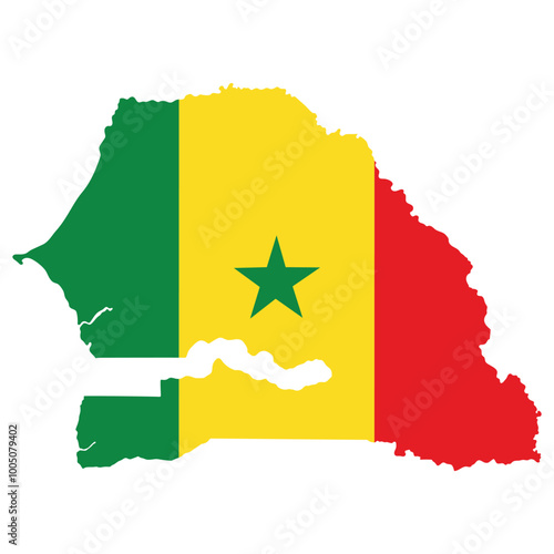 Senegal map with Senegal flag