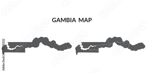 Gambia map. Map of Gambia in grey set