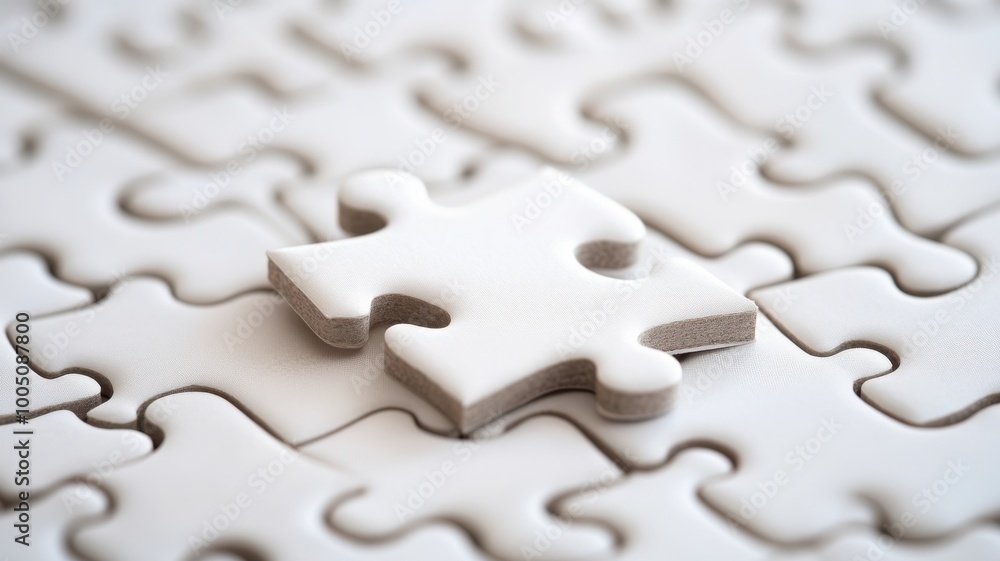 Single white puzzle piece on a white background. Single white puzzle piece on a white background.