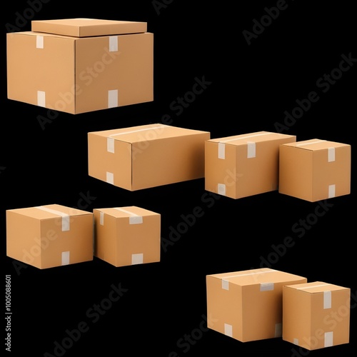 Set of Cardbord Boxes Cut Out