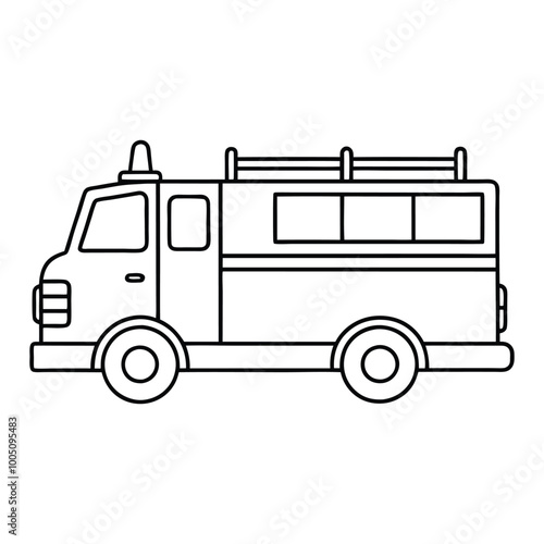 Heroic Firefighter Truck Line Art
