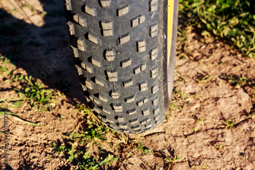 Off-road tread on a 4-inch fatbike tire photo