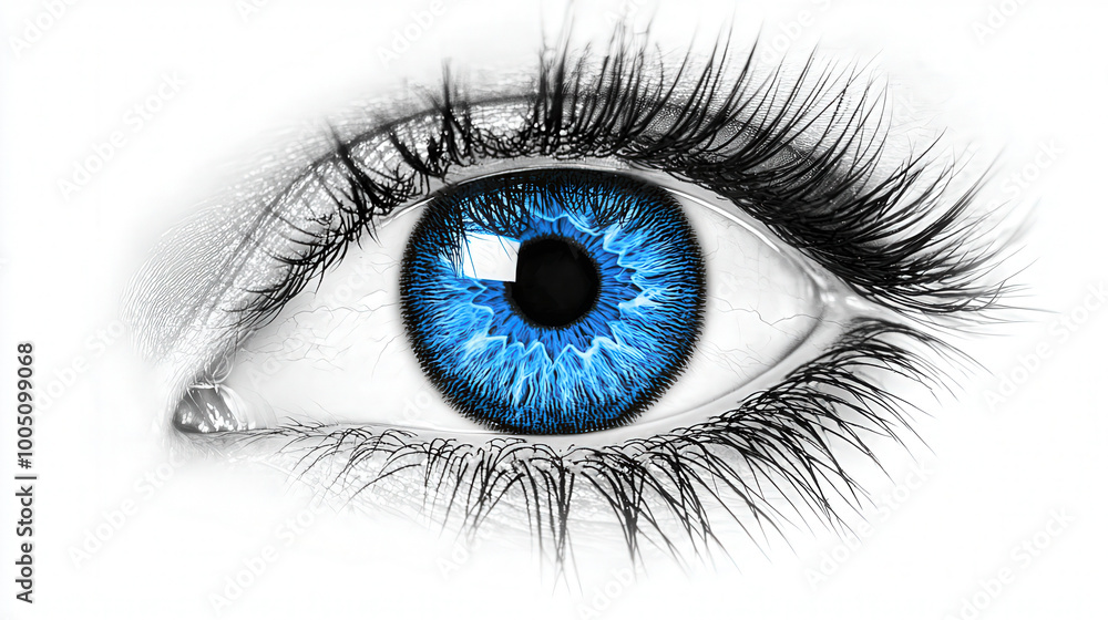 Vibrant blue eye with intricate details showcasing emotion Vibrant blue eye with intricate details showcasing emotion