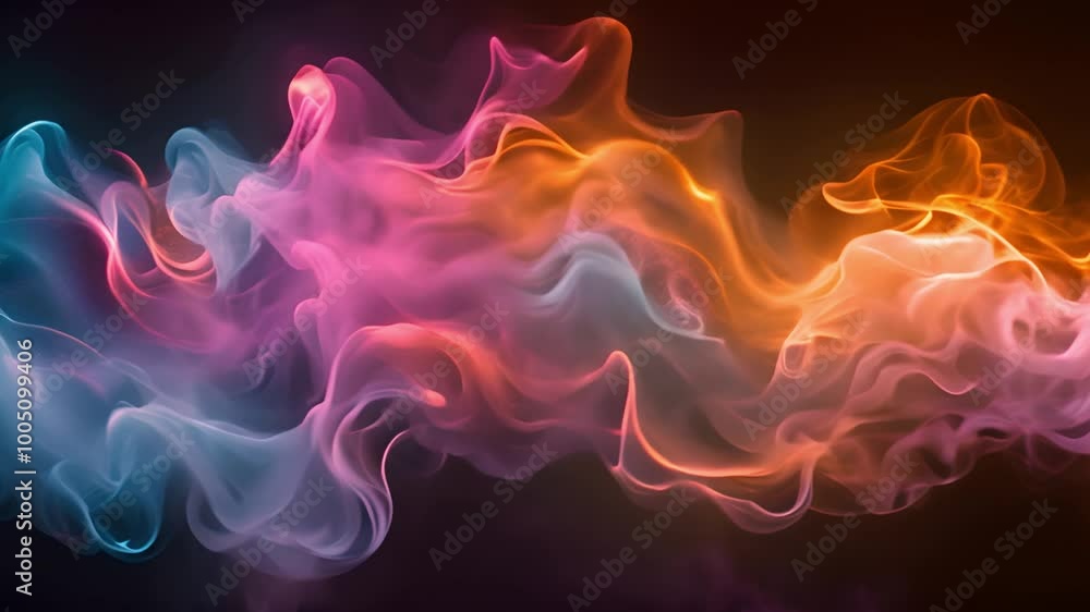 Various colorful smokes mixing and intertwining on a black background, creating a dynamic and visually striking effect. Various colorful smokes mixing and intertwining on a black background, creating a dynamic and visually striking effect.