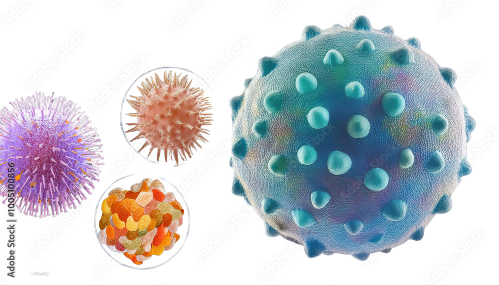 Assorted Bacteria and Virus Pathogens Isolated for Medical Illustrations Assorted Bacteria and Virus Pathogens Isolated for Medical Illustrations