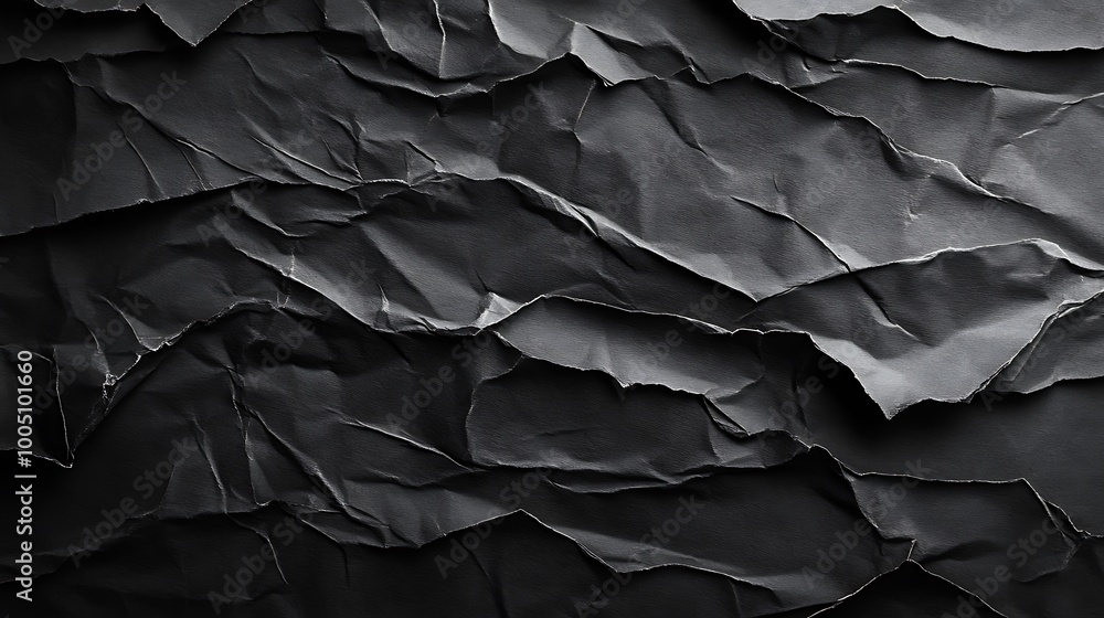 Abstract Crumpled Black Paper Texture Abstract Crumpled Black Paper Texture