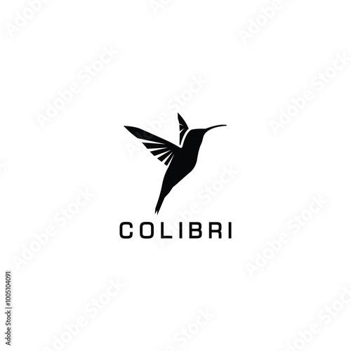 flying bird silhouette, colibri logo