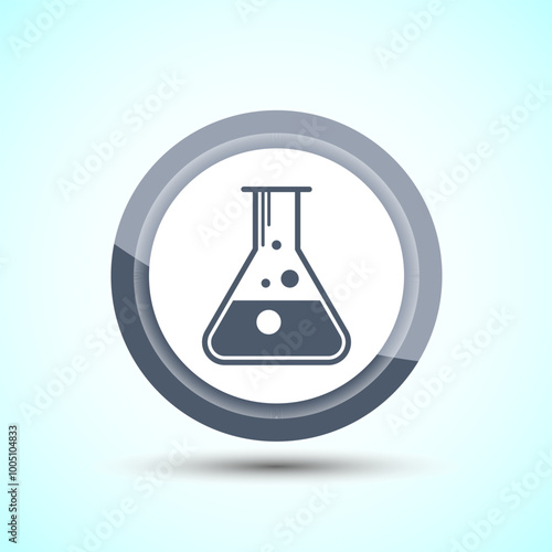 Lab Flask Icon Design Illustration, Chemical flask Icon For Apps and Websites, Gray Color Button Design