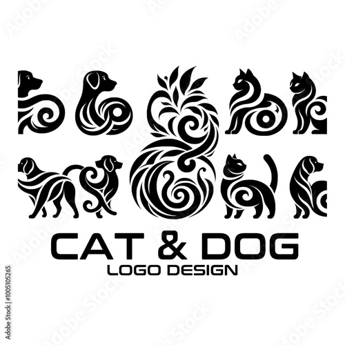 Cat And Dog Vector Logo Design photo