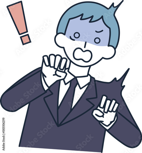 Pale and surprised businessman simple illustration