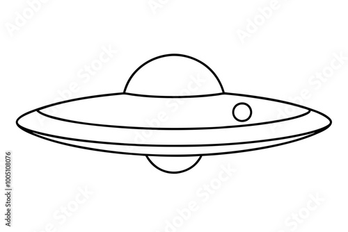 Flying saucer black silhouette vector icon slyle white background