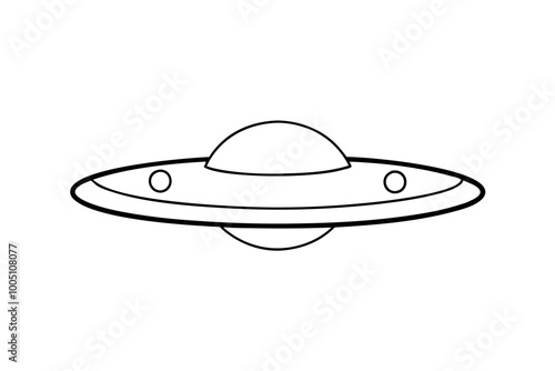 Flying saucer black silhouette vector icon slyle white background