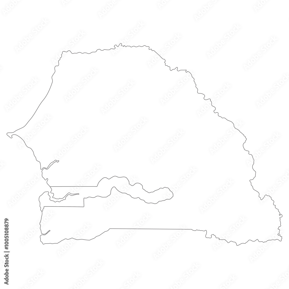 Senegal and Gambia map. Map of Senegal and Gambia in white color Senegal and Gambia map. Map of Senegal and Gambia in white color