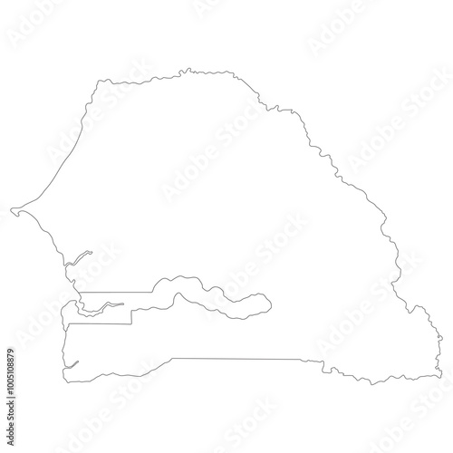 Senegal and Gambia map. Map of Senegal and Gambia in white color