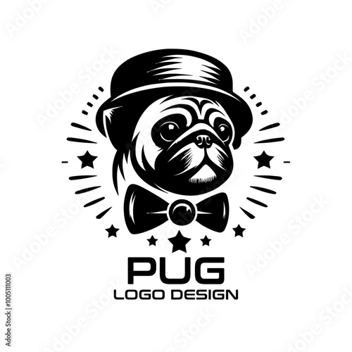 Pug Dog Vector Logo Design photo