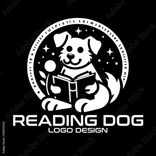 Reading Dog Vector Logo Design photo