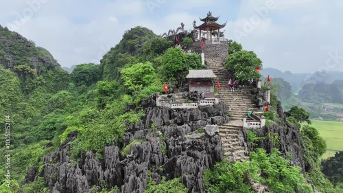 Aerial view Hang Mua in Tam Coc National Park, Ninh Binh Province - Vietnam.