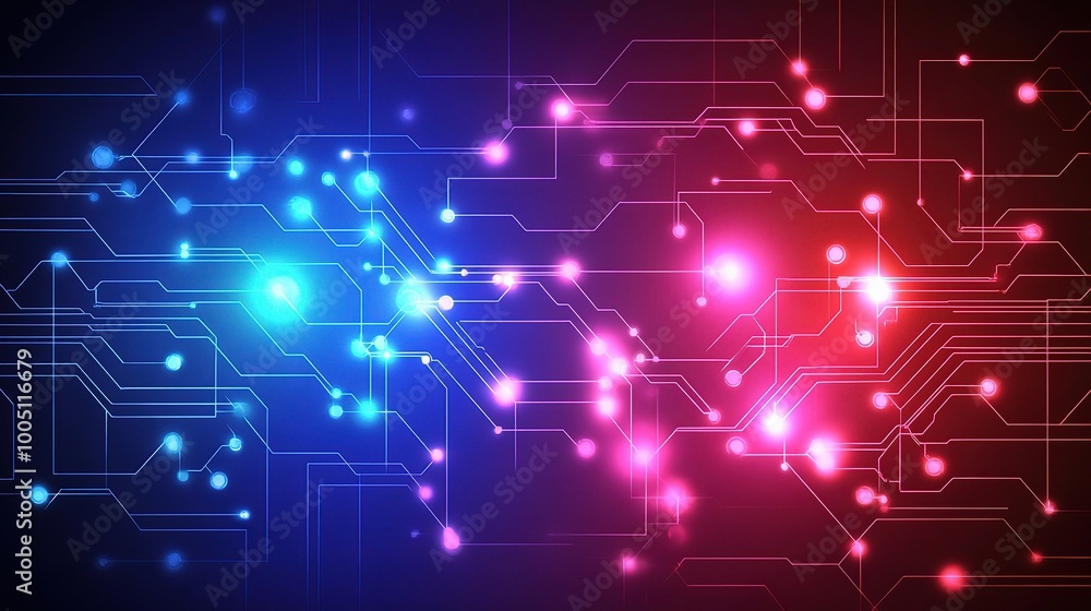 Abstract Circuit Design with Colorful Light Effects Abstract Circuit Design with Colorful Light Effects