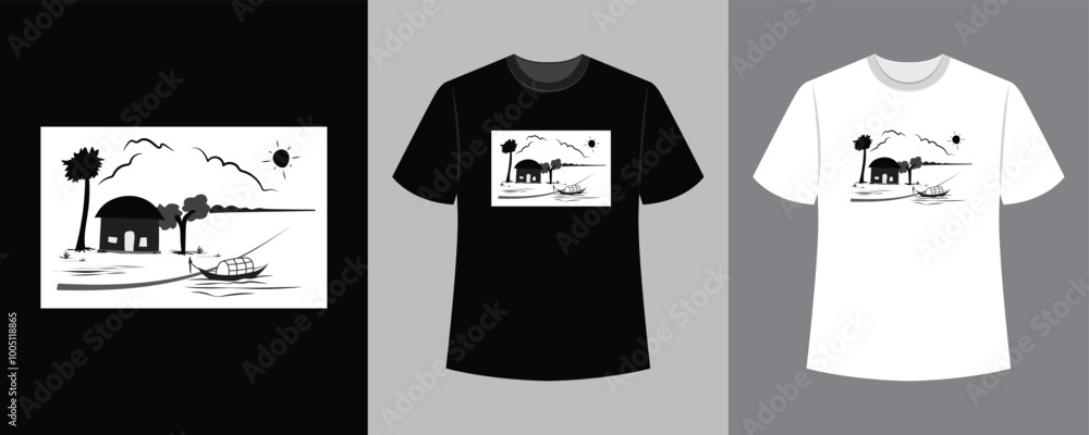 kids dream village illustration t-shirt design