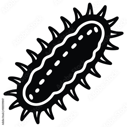 Sea cucumber logo Vector line art illustration on white background