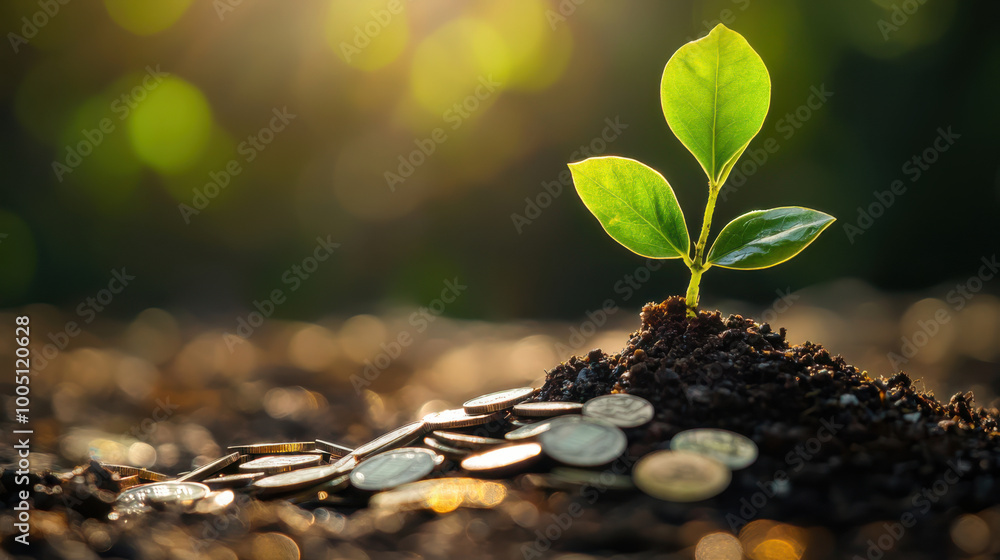 A money tree growing from a pile of coins, symbolizing financial success and prosperity. A money tree growing from a pile of coins, symbolizing financial success and prosperity.