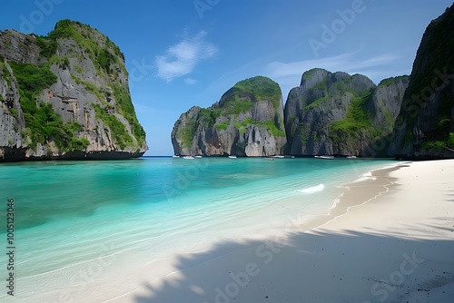 Beautiful beach with white sand and turquoise water in Palawan, Philippines