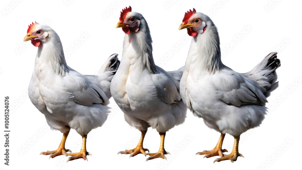 Fototapeta premium Set of White chicken isolated on white background. PNG