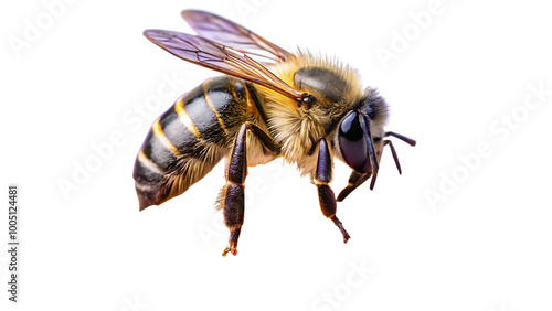 Honey bee  isolated on white background as transparent. PNG photo