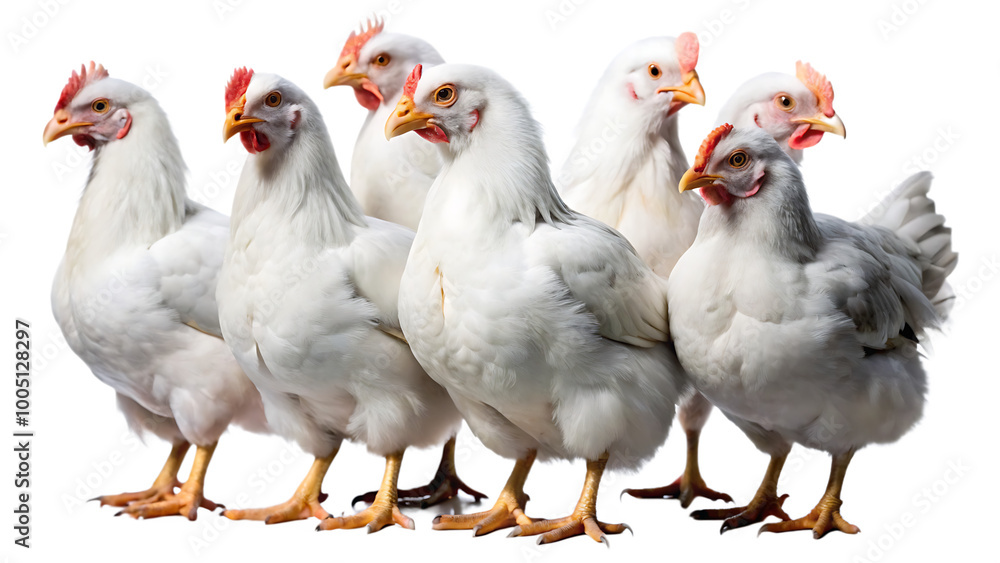 Set of White chicken isolated on white background. PNG Set of White chicken isolated on white background. PNG