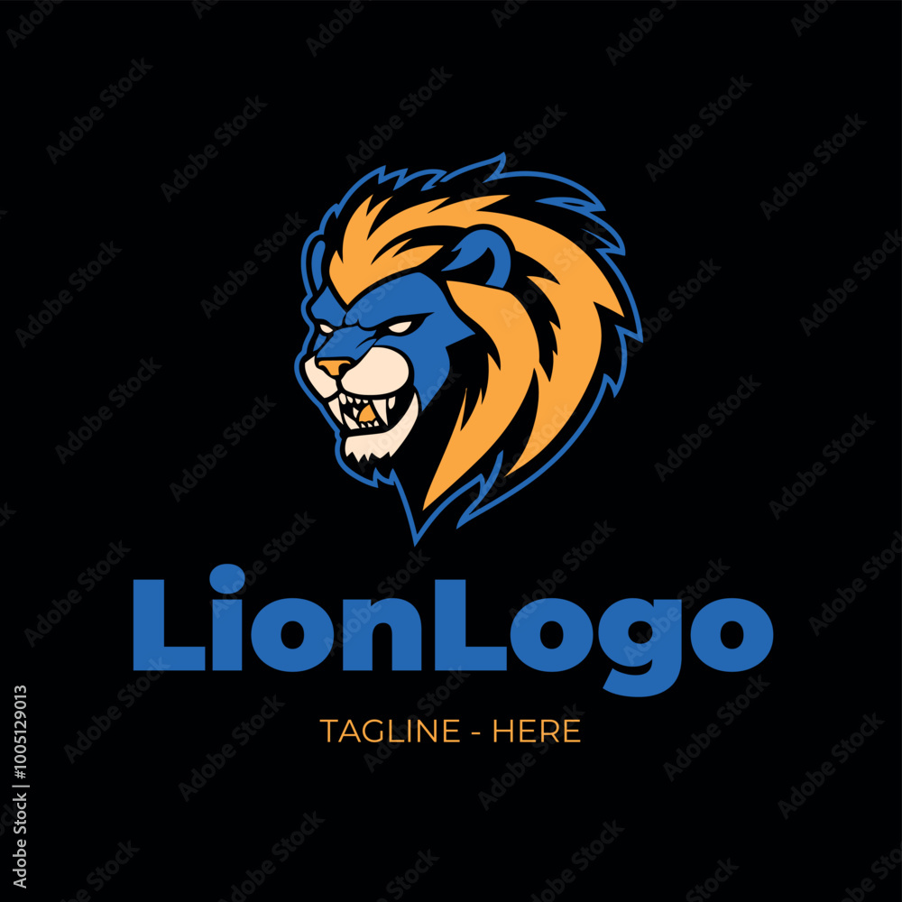 A cartoon-style logo of a stylized lion in vector format. Fierce lion head with soft lines and dynamic curves. A cartoon-style logo of a stylized lion in vector format. Fierce lion head with soft lines and dynamic curves.