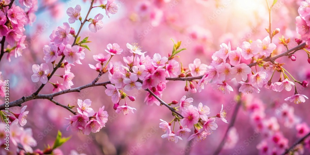 Blooming tree with pink flowers in full bloom during spring season, nature, springtime, blossoms, blooming, vibrant, pink Blooming tree with pink flowers in full bloom during spring season, nature, springtime, blossoms, blooming, vibrant, pink