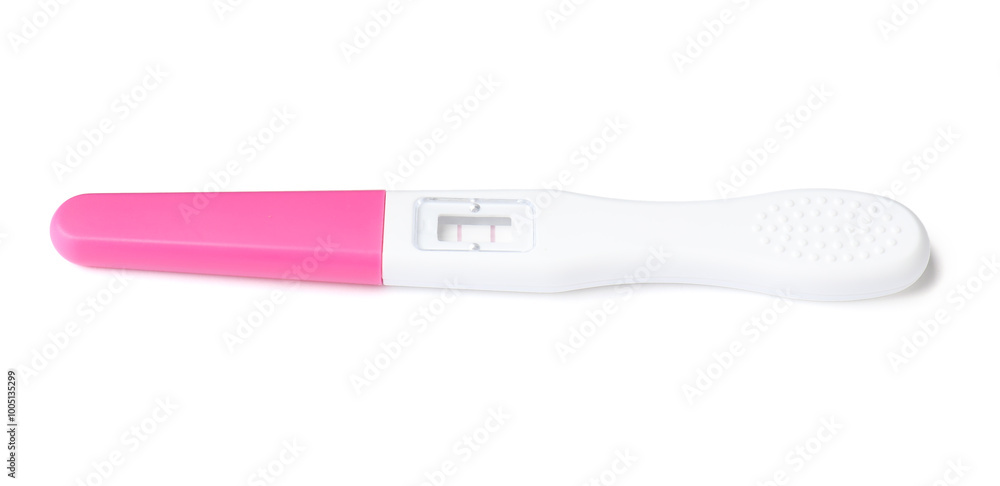One plastic pregnancy test isolated on white One plastic pregnancy test isolated on white