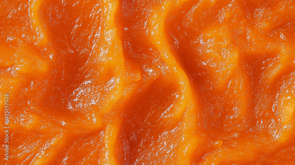 a close-up, top-down view of sweet potato jam spread across the entire frame, filling the image with its warm orange color and smooth texture a close-up, top-down view of sweet potato jam spread across the entire frame, filling the image with its warm orange color and smooth texture