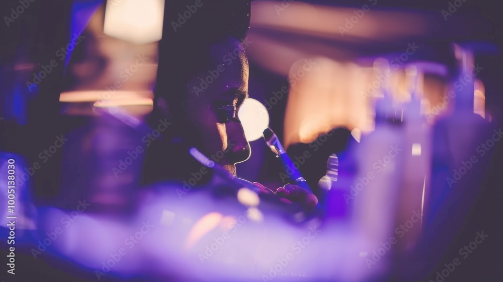 Smoky Lights and Profile of a Person in Dim Setting Smoky Lights and Profile of a Person in Dim Setting