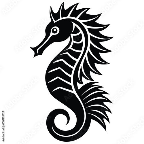 seahorse silhouette vector design icon flat illustration logo clipart