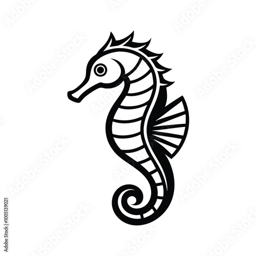 seahorse silhouette vector design icon flat illustration logo clipart