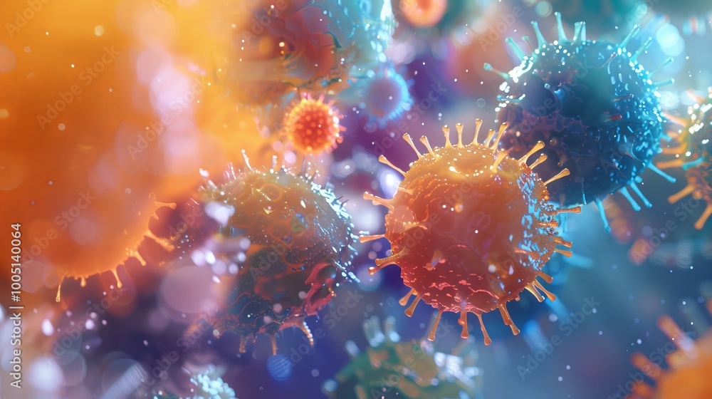microscopic germs floating in a fluid environment microscopic germs floating in a fluid environment
