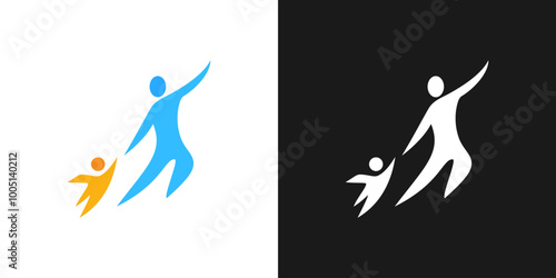 People family icon logo kid child social support care vector