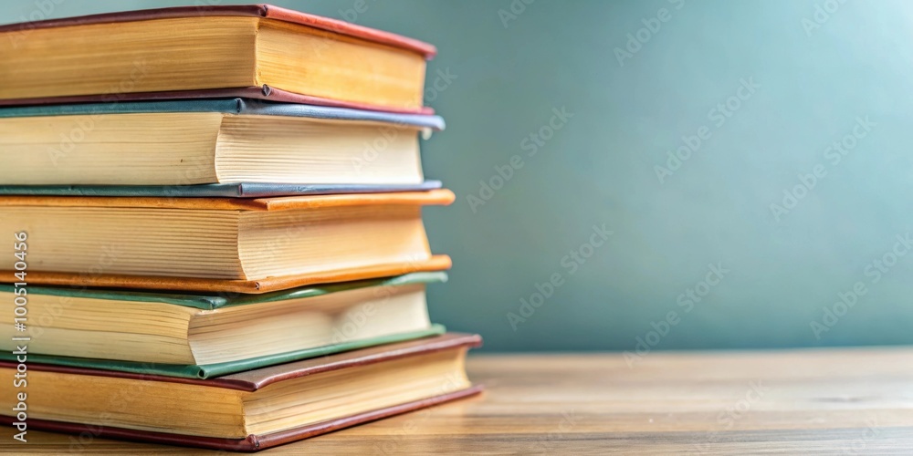 Closeup shot of a stack of books , education, literature, reading, learning, studying, knowledge, library, academic Closeup shot of a stack of books , education, literature, reading, learning, studying, knowledge, library, academic