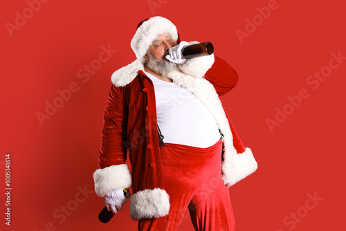 Bad Santa Claus drinking be...