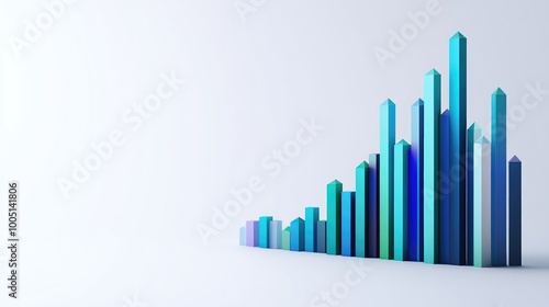 Colorful 3D Chart Representing Data Growth