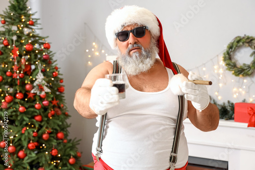 Bad Santa Claus with cigar ...