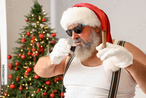 Bad Santa Claus with cigar ...