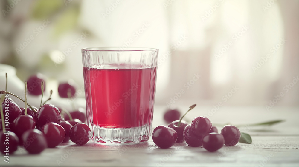 visually striking arrangement of freshly poured tart cherry juice in a glass, showcasing its vibrant, deep red color visually striking arrangement of freshly poured tart cherry juice in a glass, showcasing its vibrant, deep red color