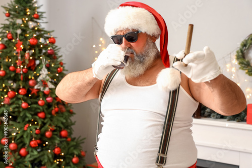 Bad Santa Claus with cigar ...