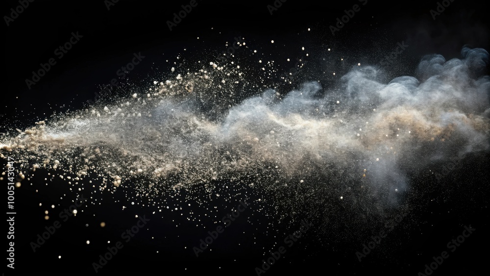 Natural dust particles floating in the air against a black background, dust, particles, flow, air, black, background Natural dust particles floating in the air against a black background, dust, particles, flow, air, black, background