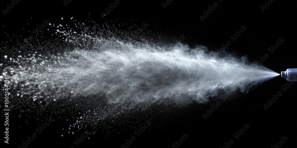 Spray mist on black background, realistic aerosol sprayer jet splash of water particles, spray, mist, black background Spray mist on black background, realistic aerosol sprayer jet splash of water particles, spray, mist, black background