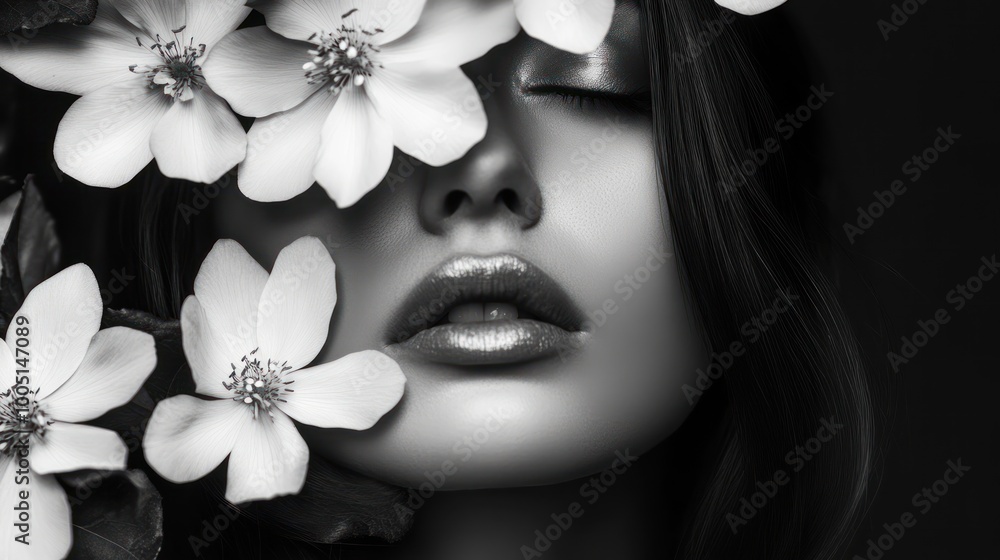 Naklejka premium portrait of a woman with flowers